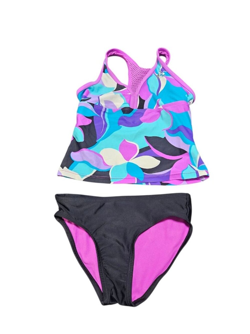 Gerry Girls Swimwear Youth 2PC Swim Set UPF 30+ Purple Med 7/8 Polyester
